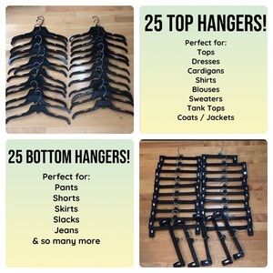 Black Heavy Duty Plastic Top & Bottom Hangers 50pk